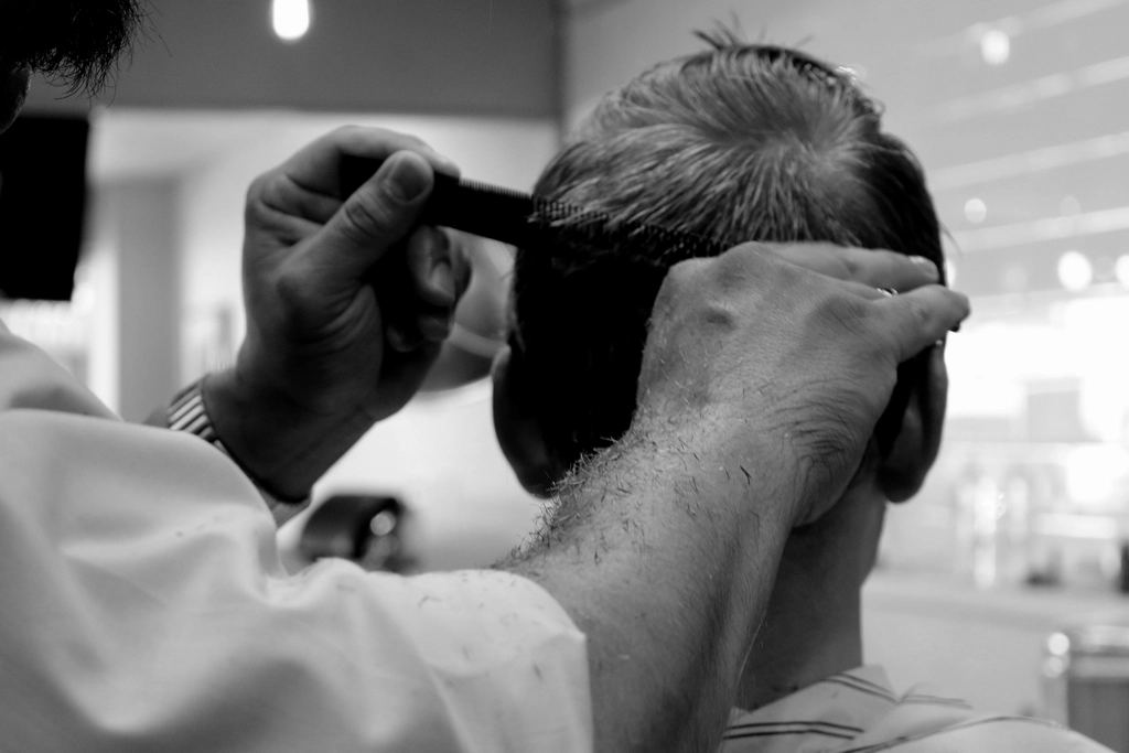 Beard shave in progress